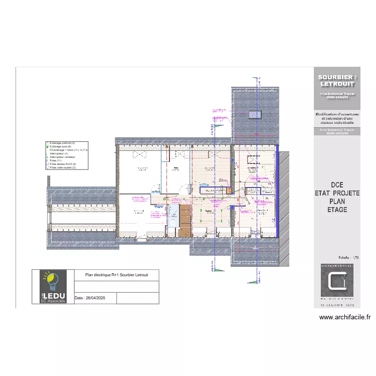 Plan électrique R+1 Sourbier Letrouit. Plan de Plan électrique R+1 Sourbier Letrouit. Plan de
