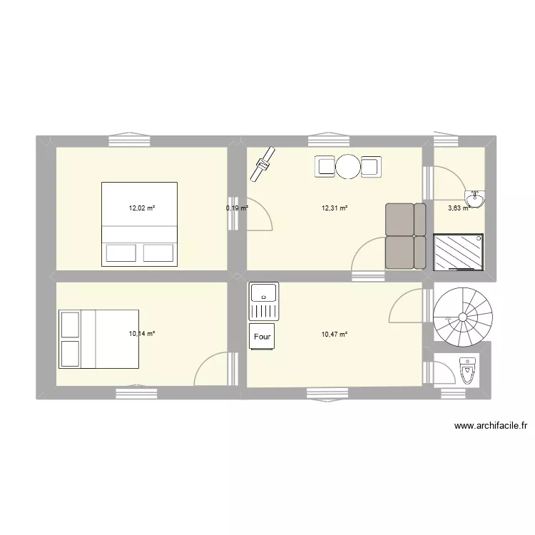persan. Plan de 6  et 49 m²