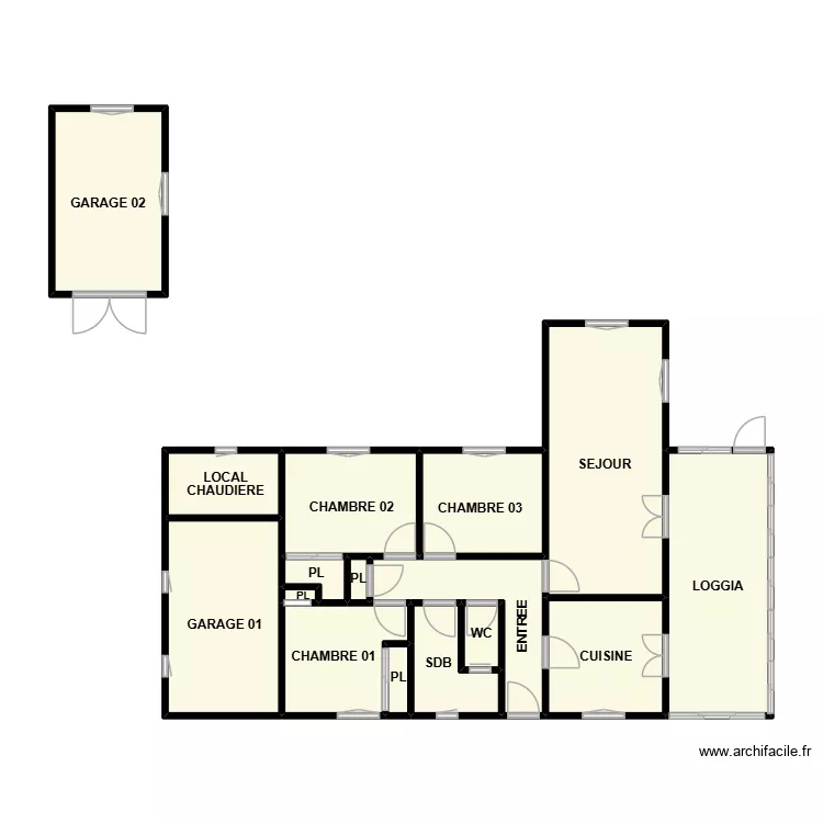 PLAN POUSSAN GUIGUI. Plan de 16  et 66 m²