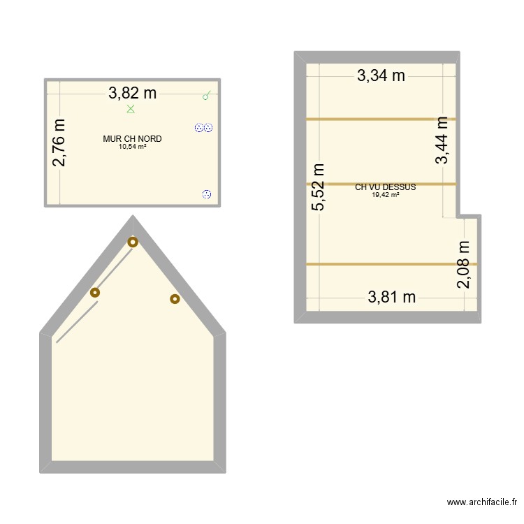 koheler. Plan de 3 pièces et 44 m2