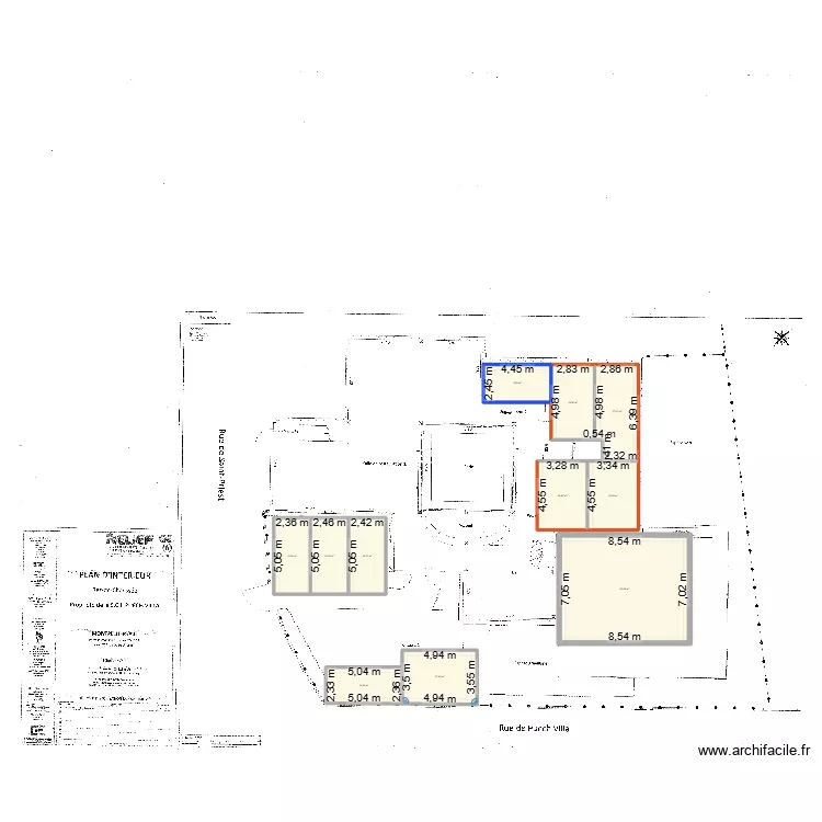 plan avec parking et configuration bureaux sdb petite. Plan de 