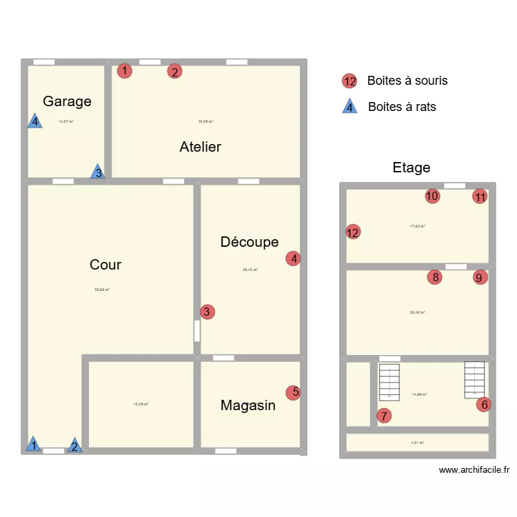 Boulangerie Robaux Floreffe. Plan de 10  et 222 m²