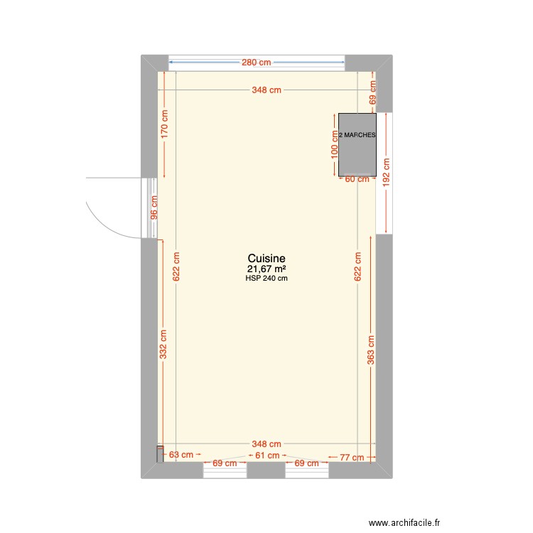 IAM CUISINISTE. Plan de 1 pièce et 22 m2