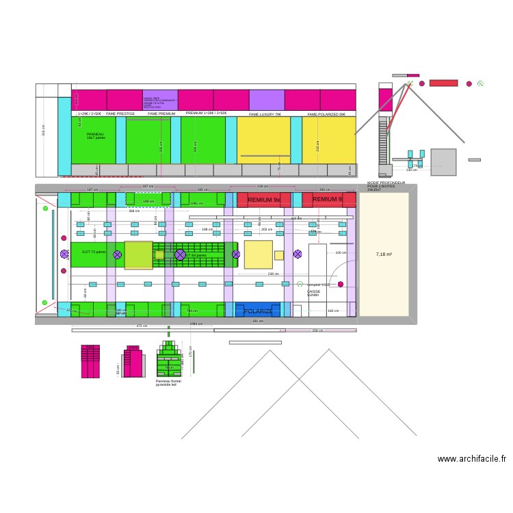 PLAN SUNGLASSES V10 SNG h320 accessoires et eclairage double down. Plan de 0 pièce et 0 m2