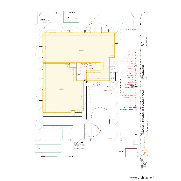 Sté COTRA France. Plan de 2 pièces et 68 m2