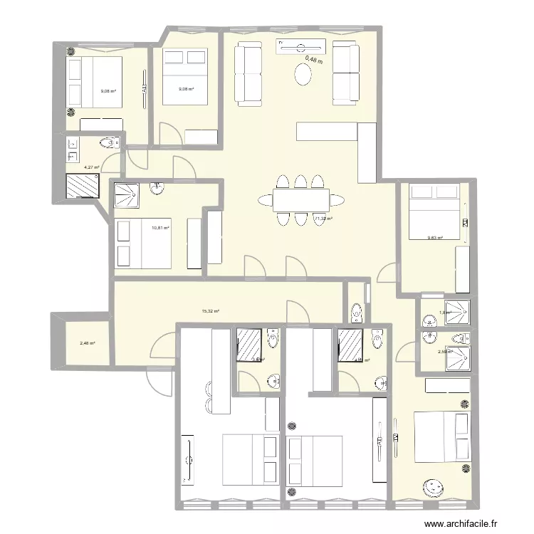 Bizot plan 3&egrave;me. Plan de 12  et 144 m²