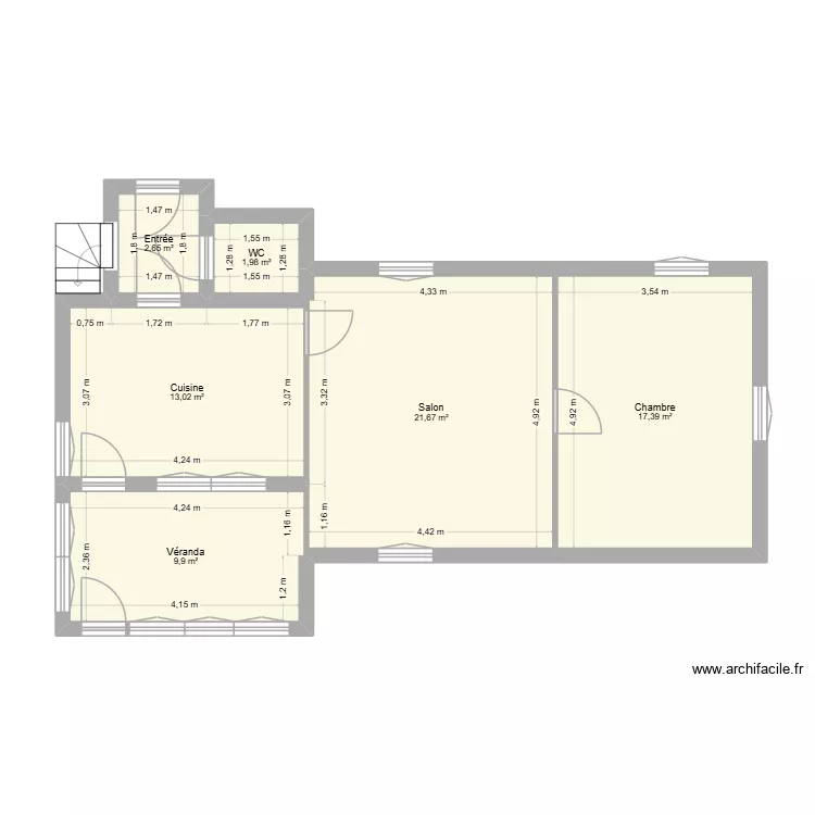 rdc. Plan de 6  et 67 m²