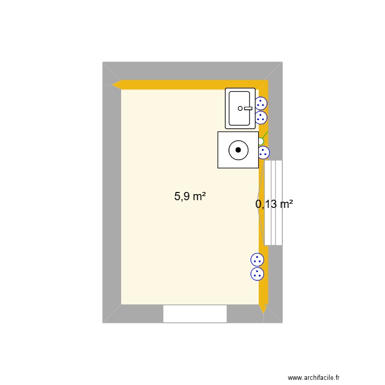 capbru. Plan de 2 pièces et 6 m2