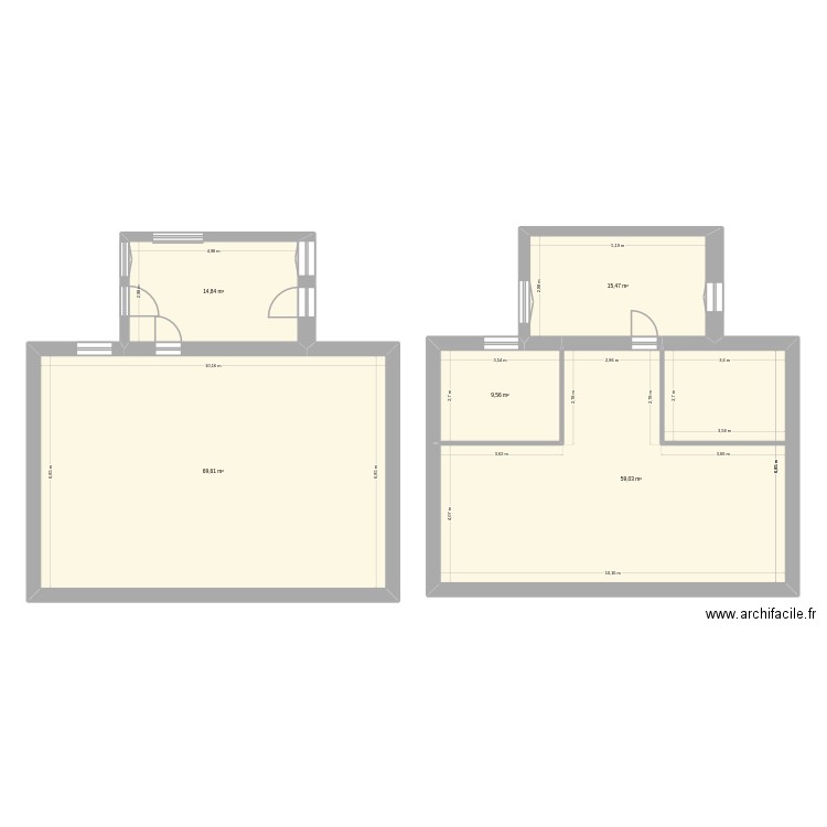 MAISON CARD. Plan de 2 pièces et 78 m2