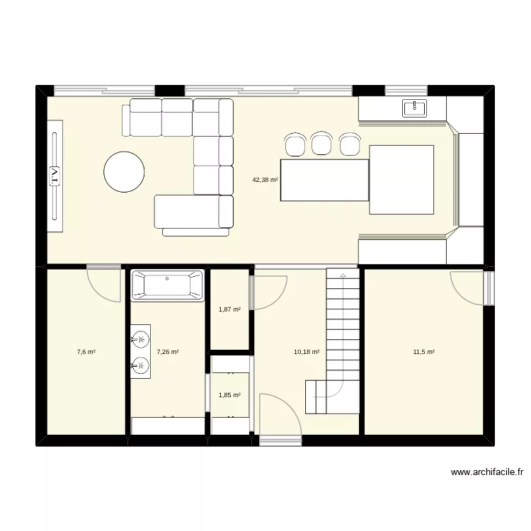 rdc. Plan de 7  et 83 m²
