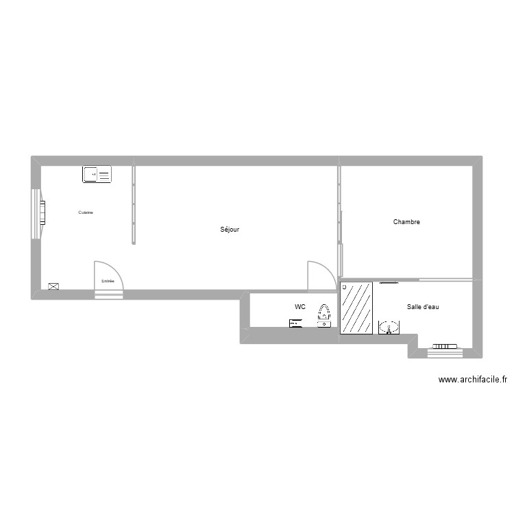 Tei. Plan de 5 pièces et 48 m2