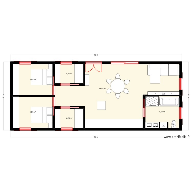 Maison 99. Plan de 6 pièces et 78 m2