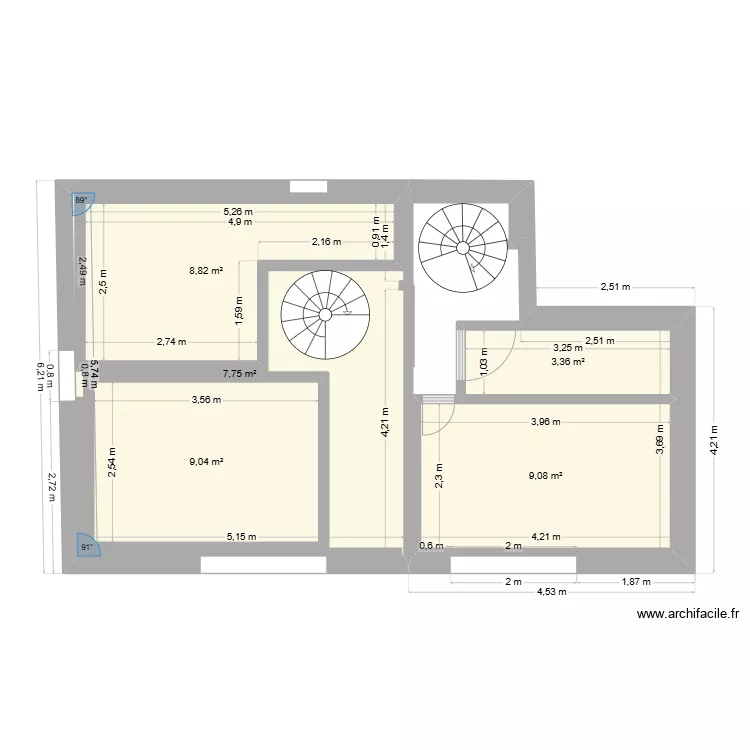 plan pointe 2 CHANBRES ETAGE. Plan de 