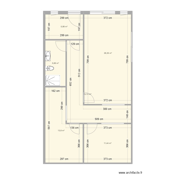 SCI E.R.2J - RDC. Plan de 6 pièces et 77 m2