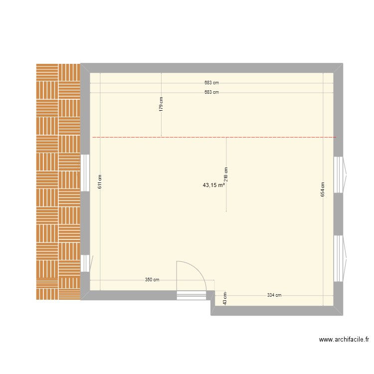 lot 7.1 sans velux ou chien assis. Plan de 1 pièce et 43 m2