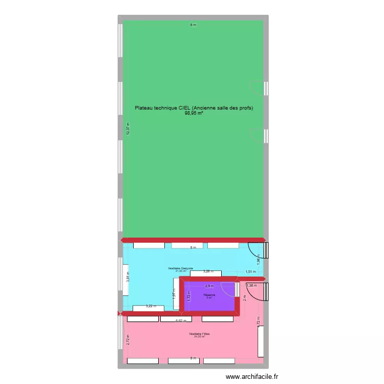 Plan nouveaux vestiaires (salle des profs) 2. Plan de 