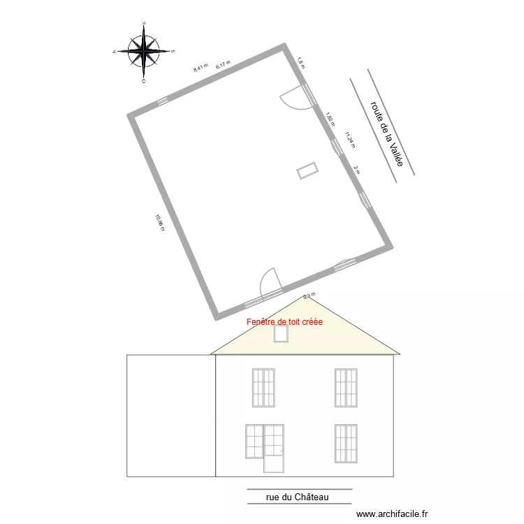 Plan de masse façade et toiture frontvelux. Plan de 2 et 176 m² Plan de masse façade et toiture frontvelux. Plan de 2 et 176 m²