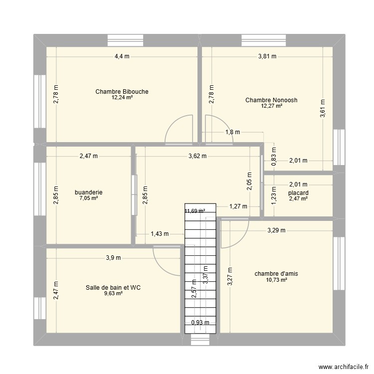 1ER FINAL. Plan de 7 pièces et 66 m2
