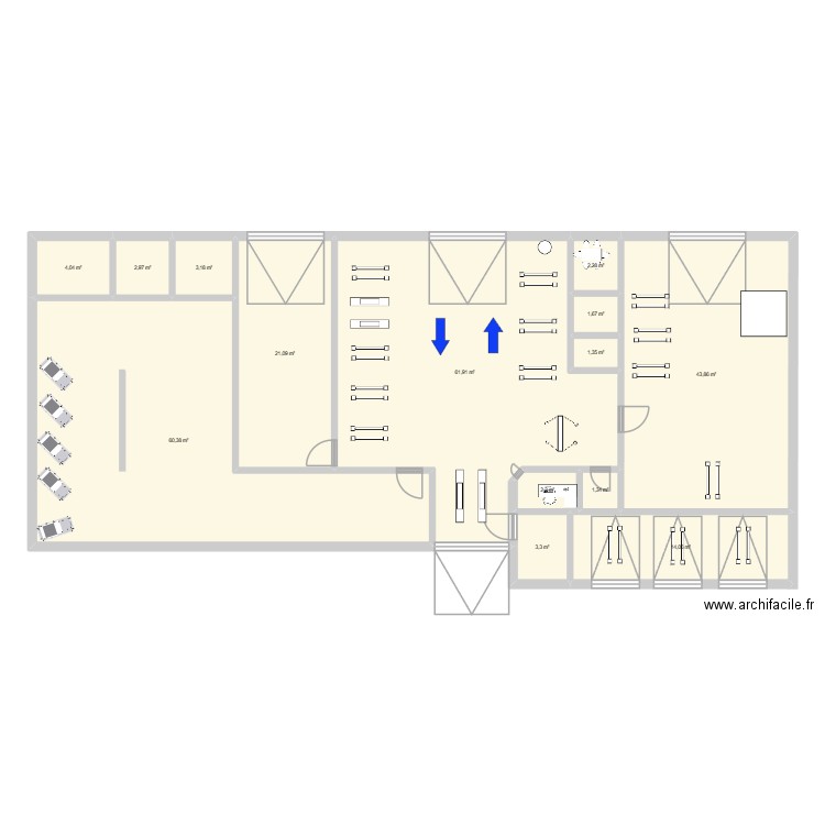 garage. Plan de 14 pièces et 224 m2