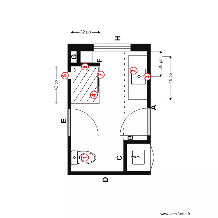 Collard sdb Plomberie. Plan de 