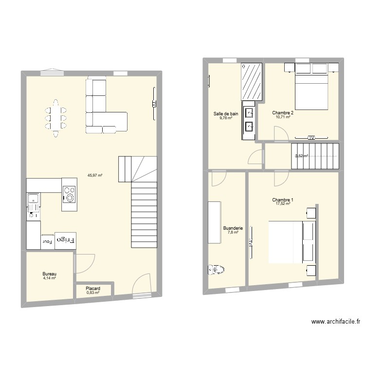 Maison 3. Plan de 8 pièces et 100 m2