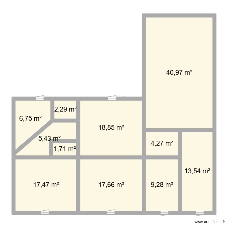 esquisse. Plan de 19 pièces et 279 m2