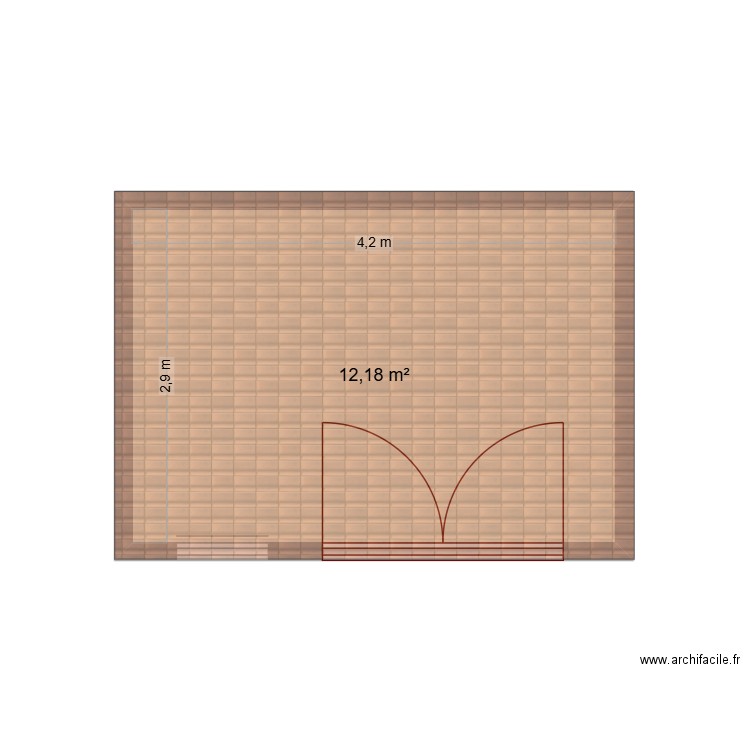 abri. Plan de 1 pièce et 12 m2