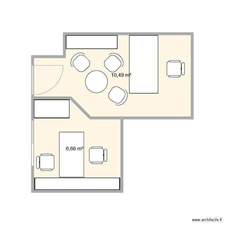 CAC Bureau. Plan de 2 pièces et 17 m2