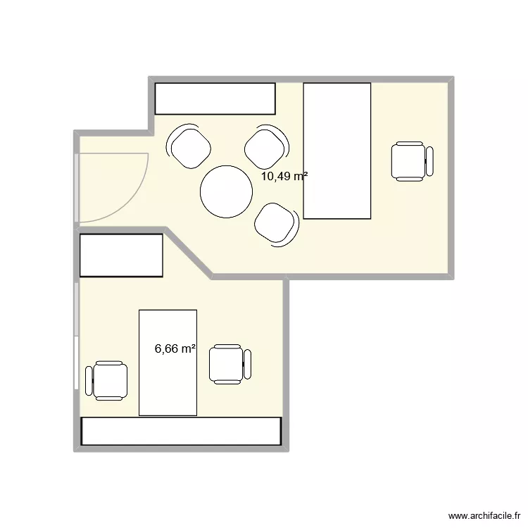 CAC Bureau. Plan de 2  et 17 m²