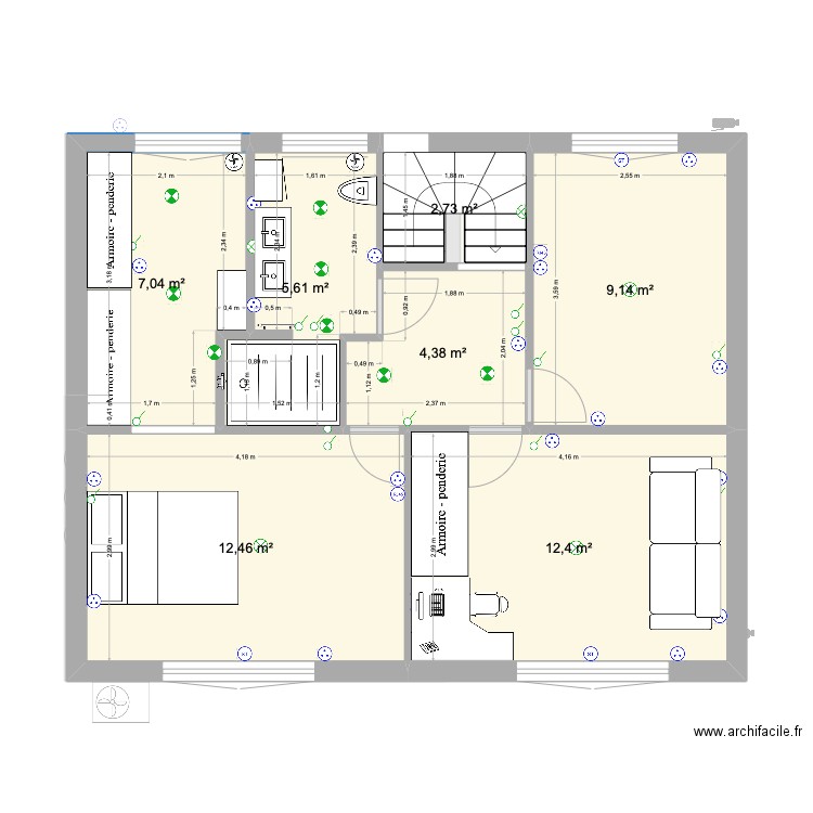 Roumanille Projet Grande SDB n°2. Plan de 13 pièces et 104 m2