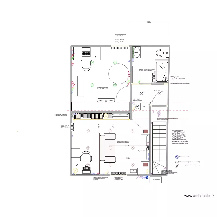 Salons + SDB def 1. Plan de 4  et 41 m²