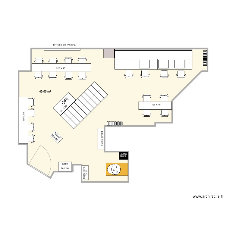 NB5 RDZ new 2024 v 3.0. Plan de 1 pièce et 50 m2