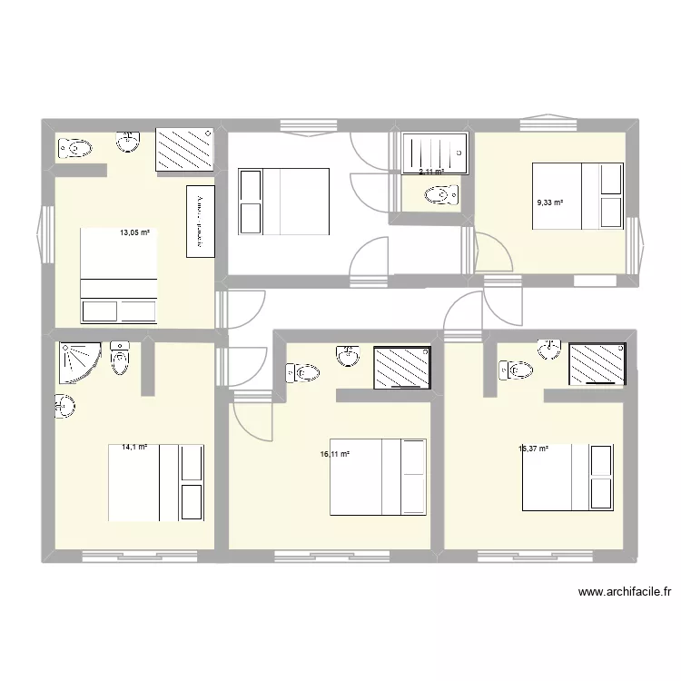 maison nossybe &eacute;tage 1. Plan de 6  et 70 m²