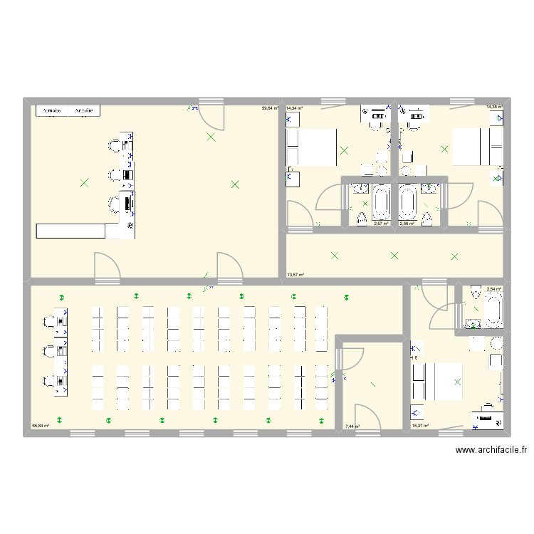 Plan TP. Plan de 10 pièces et 198 m2