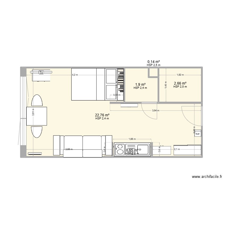 Blonville 2025. Plan de 5 pièces et 28 m2