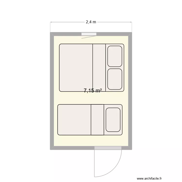 Chambre rigolos. Plan de 1 Pièce et 7 m² Chambre rigolos. Plan de 1 Pièce et 7 m²