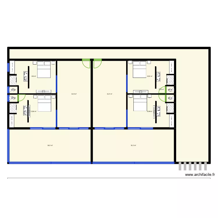 NOUVEAUX  APPARTEMENTS. Plan de 53 pièces et 1544 m²