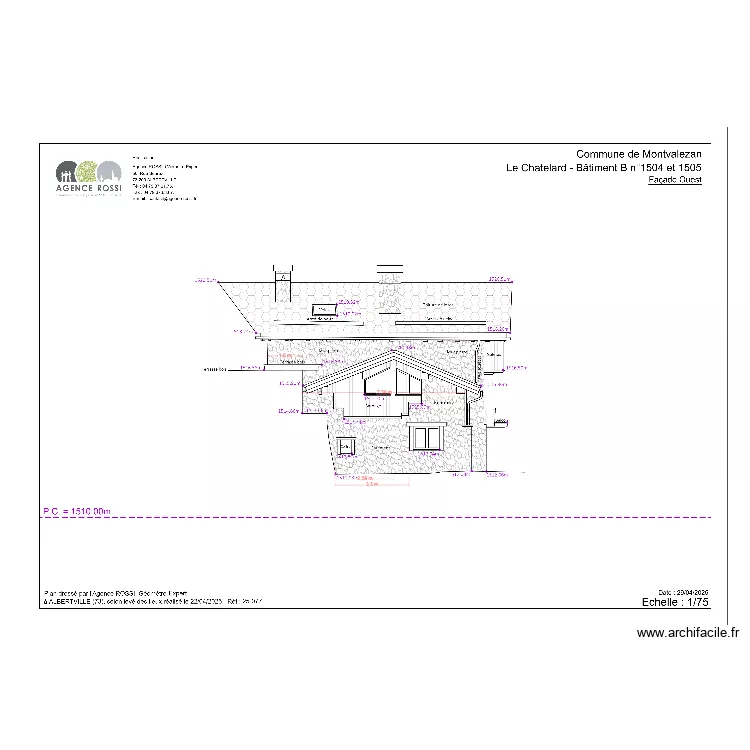 FACADE W LE CHATELARD GEOMETRE. Plan de 