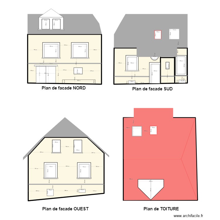 Plan de facade VELUX Escalier. Plan de 8 pièces et 219 m2