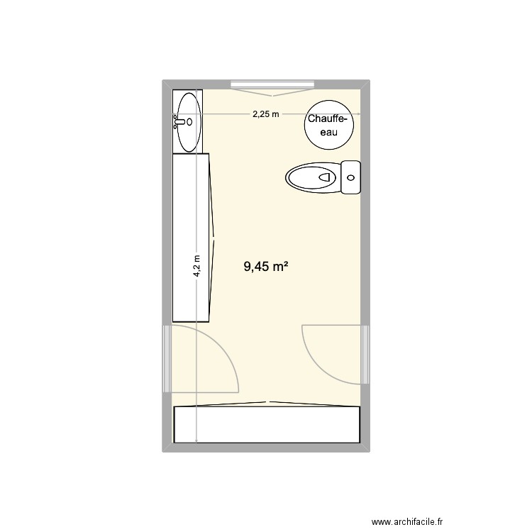 SDB MmEoO2025. Plan de 1 pièce et 9 m2