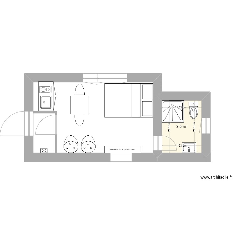 gite Aramon. Plan de 1 pièce et 4 m2