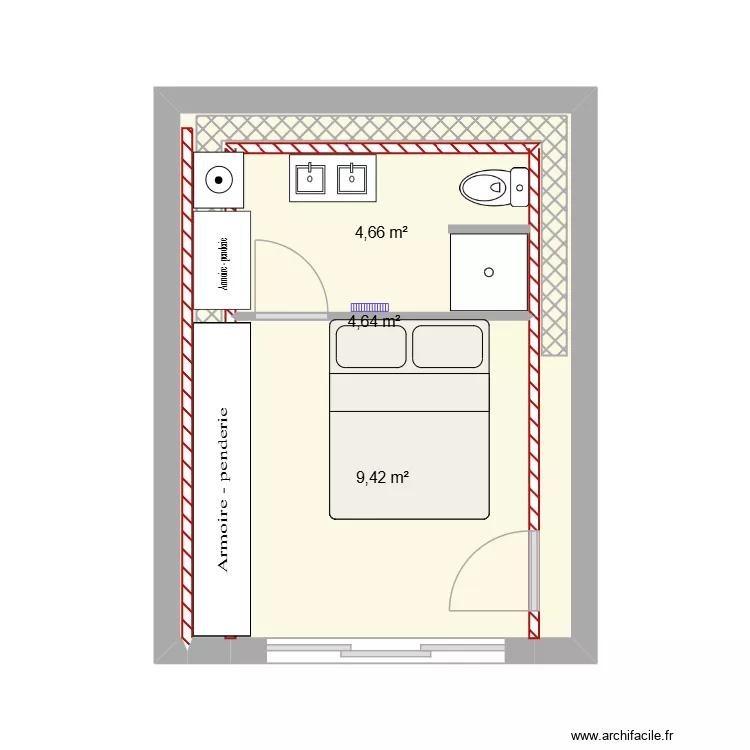 Le Jeane ch r-1. Plan de 3 Pièces et 19 m² Le Jeane ch r-1. Plan de 3 Pièces et 19 m²