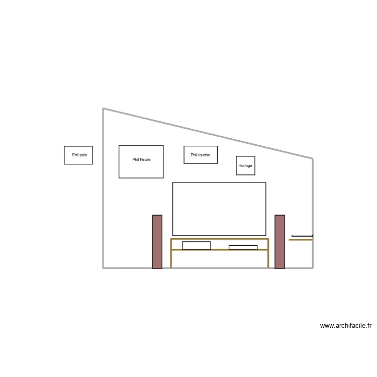 mur lateral sejour cot&eacute; TV 2. Plan de 2  et 1 m²