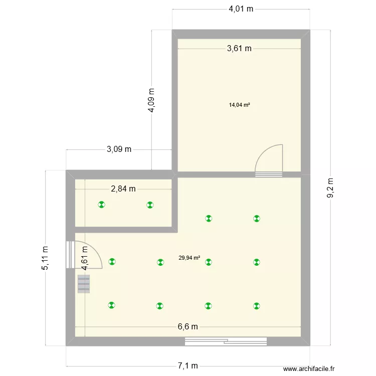 Ali US garage. Plan de 2  et 44 m²