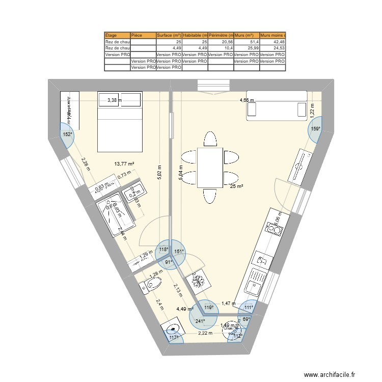 thomas cormerais. Plan de 3 pièces et 43 m2