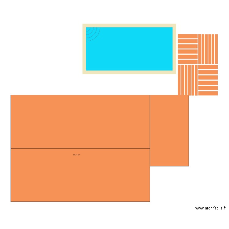 piscine. Plan de 1 pièce et 98 m2