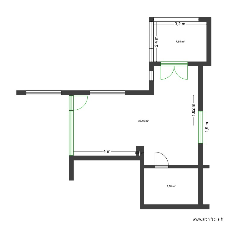 De Prest Cuisine Reconstruction. Plan de 4 pièces et 48 m2