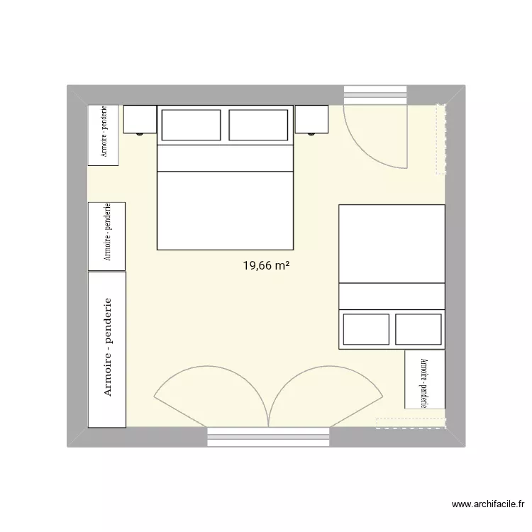 Chambre. Plan de 1  et 20 m²