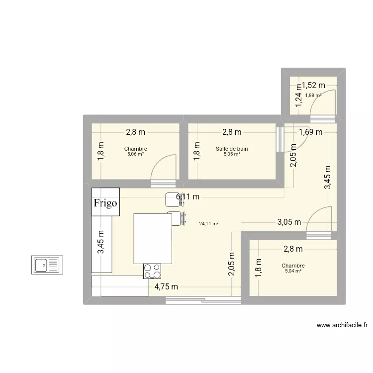 Plan Nina. Plan de 5 et 41 m² Plan Nina. Plan de 5 et 41 m²