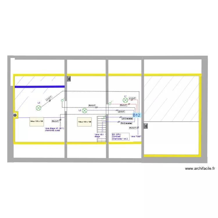 Combles_Electricit&eacute;_Eclairage_V3. Plan de 